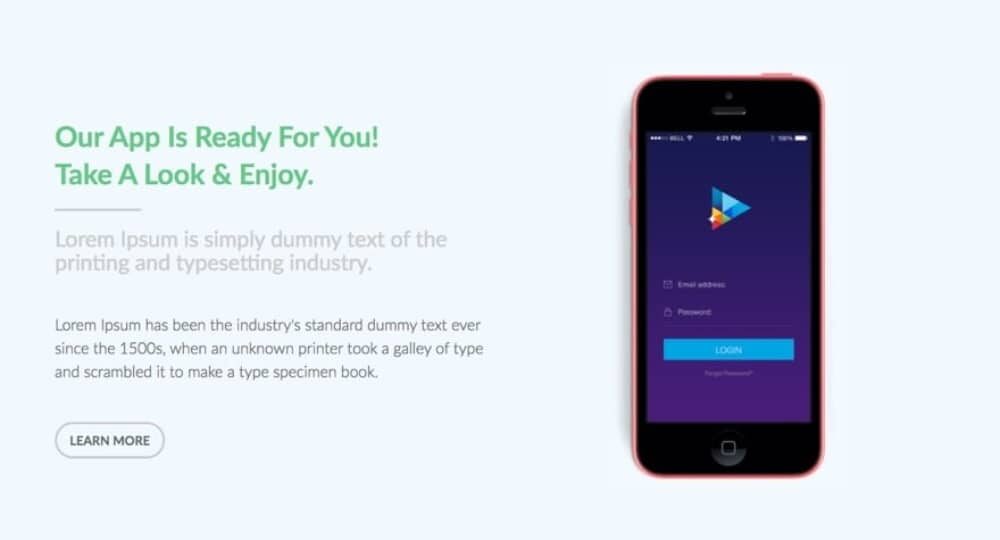 Best Free HTML Landing Pages for 2022: Trending Login Landing PageMobile Application Clean Landing Page