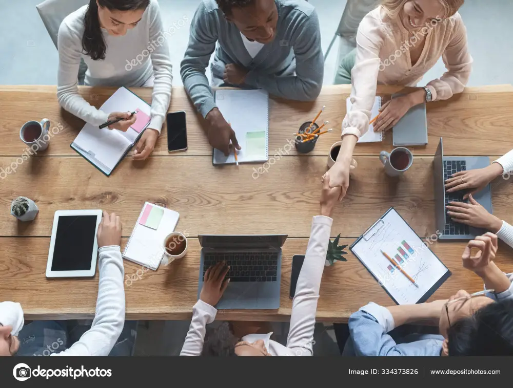 Free Stock Images to use for Website Hero Images: Business Meeting Top View Image