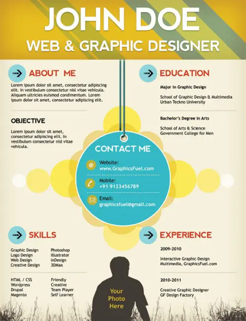 Creative resume / CV PSD template Creative resume / CV PSD template
